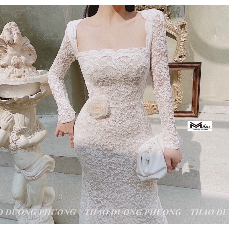 Váy ren đuôi cá kèm hoa