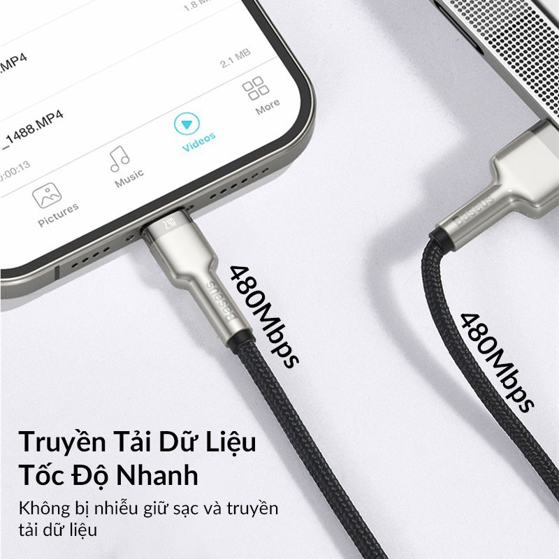 [BH 6 THÁNG] DÂY SẠC NHANH IPHONE BASEUS CAFULE SERIES METAL HỖ TRỢ SẠC NHANH APPLE 2.4A ĐỘ DÀI 1M CHỐNG ĐỨT GÃY