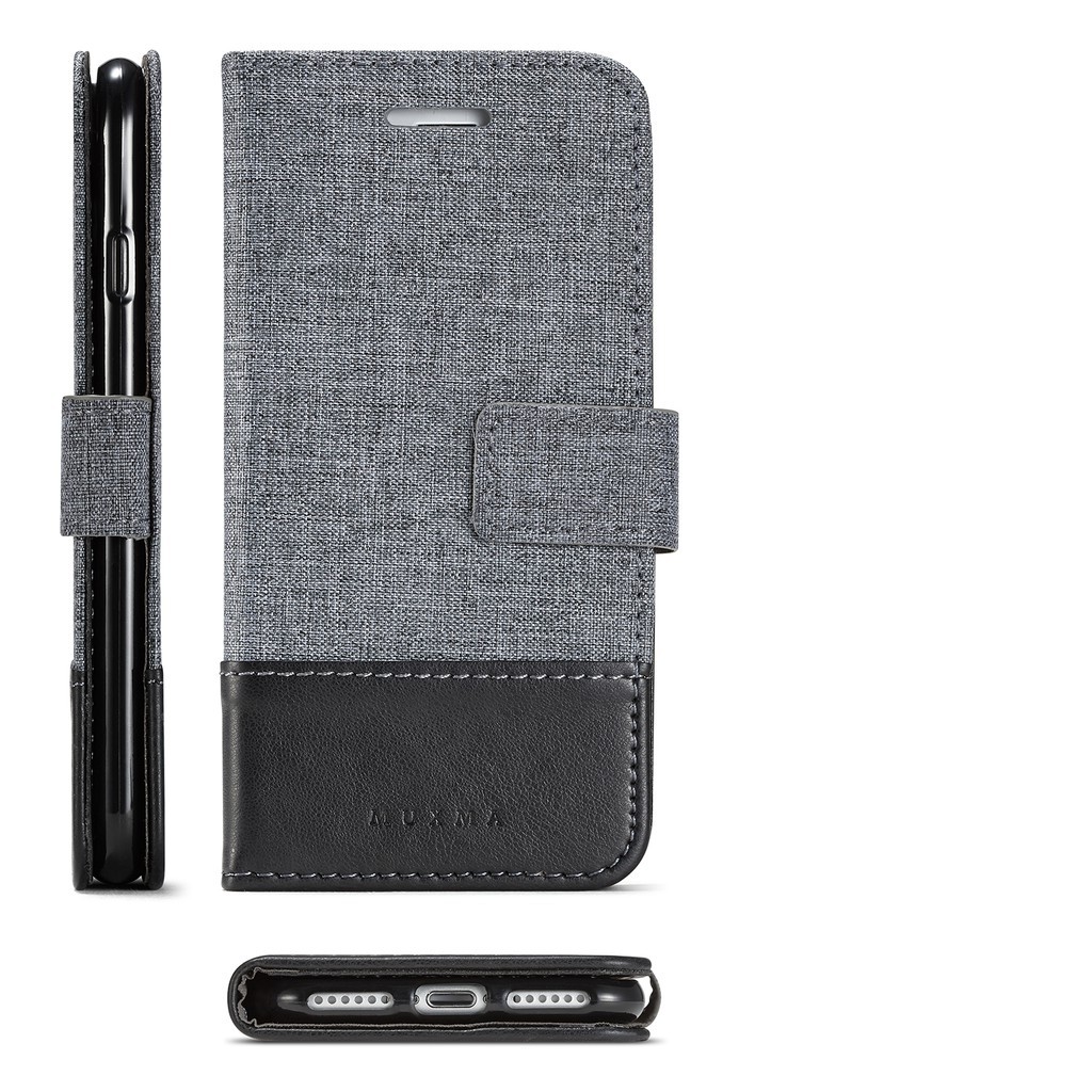 Bao da nắp gập chất liệu canvas cho IPhone 5 5S 6 6S 7 7p 8 8 Plus | BigBuy360 - bigbuy360.vn