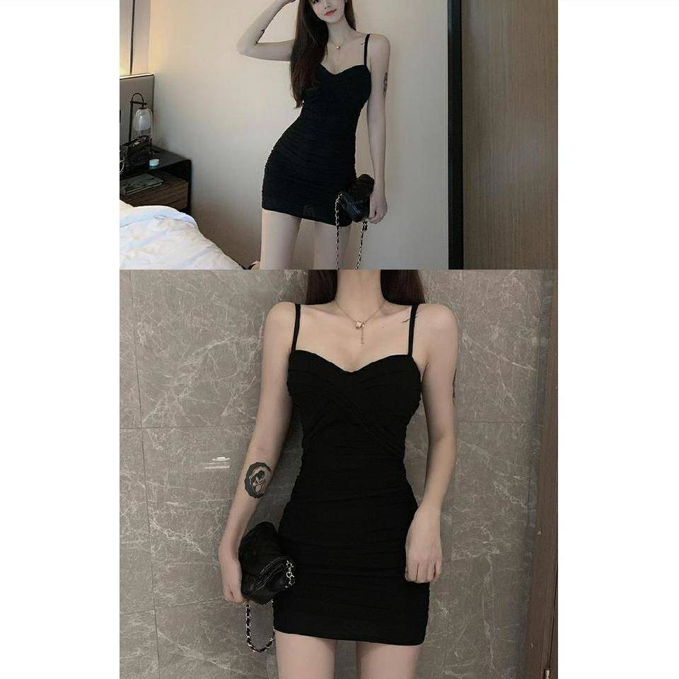 Sexy Slim Slim Váy yếm mỏng Váy nữ đáy mùa thu Eo cao Váy ngắn Váy xếp li khí chất Đầm dự tiệc mùa hè