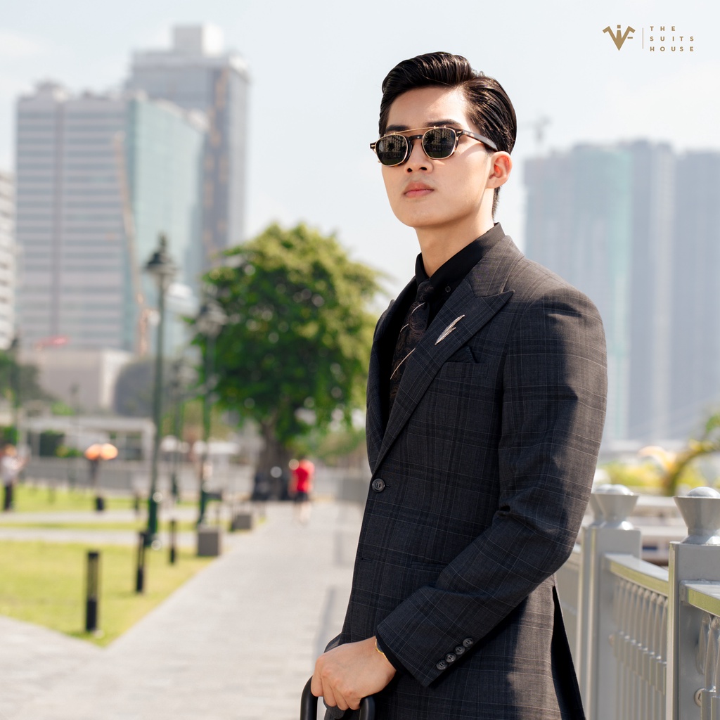 Bộ vest nam xám kẻ ô, suits sartorial, chuẩn form The Suits House