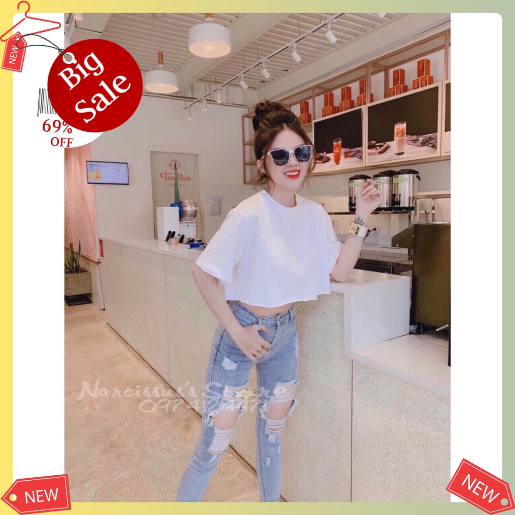 - ÁO THUN CROPTOP CỔ TRÒN CÁ TÍNH