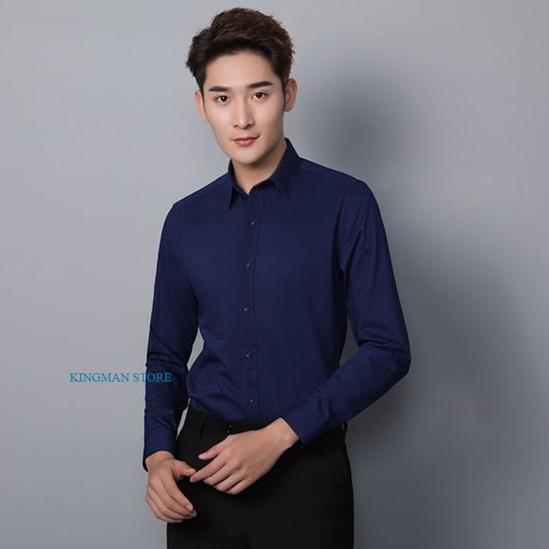 Áo Sơ Mi Nam Dài Tay Công Sở Cao Cấp, Áo Sơ Mi Nam Trơn Gấp Hộp Không Nhăn Thoáng Mát Thấm Hút Mồ Hôi - KINGMAN STORE