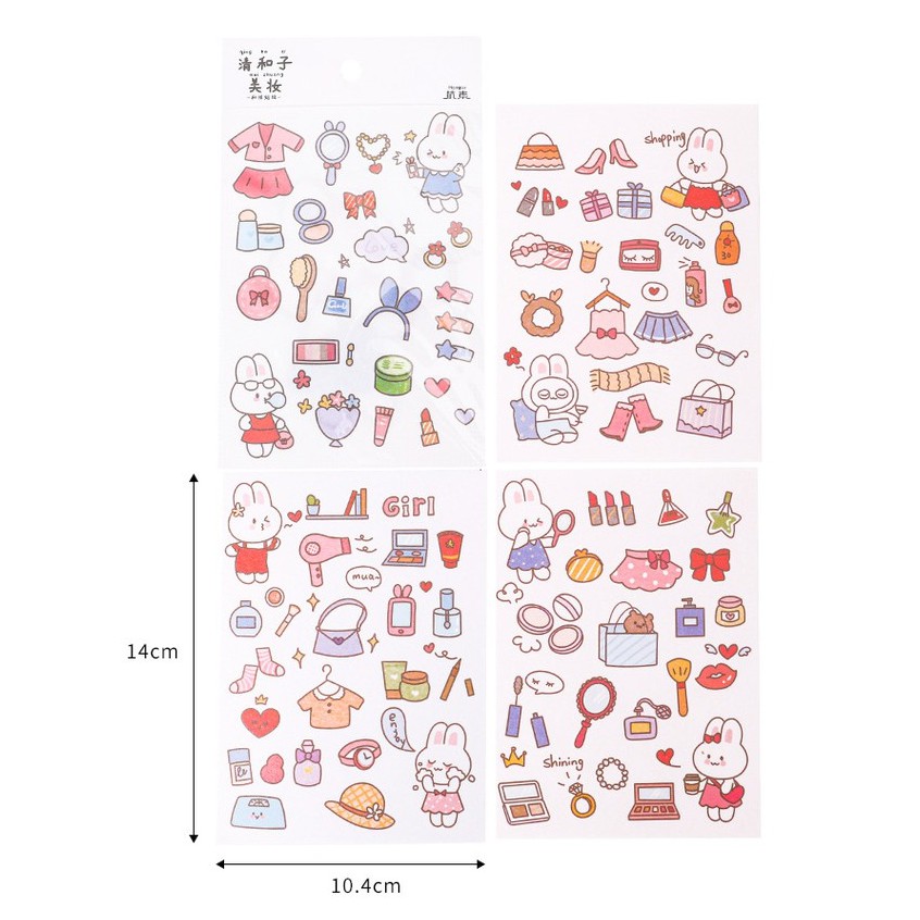 Bộ 4 tờ Sticker dán sổ nhật ký túi bút điện thoại theo chủ đề ST31