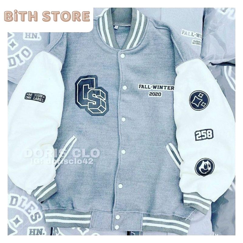 Áo khoác nam nữ Bomber bóng chày CS unisex form rộng phong cách Hàn Quốc cực đẹp