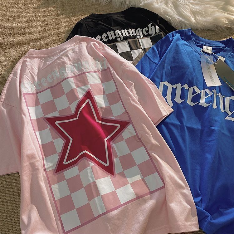 Áo Thun 100% Cotton Tay Ngắn Họa Tiết Ô Vuông Phong Cách Âu Mỹ Cho Nam