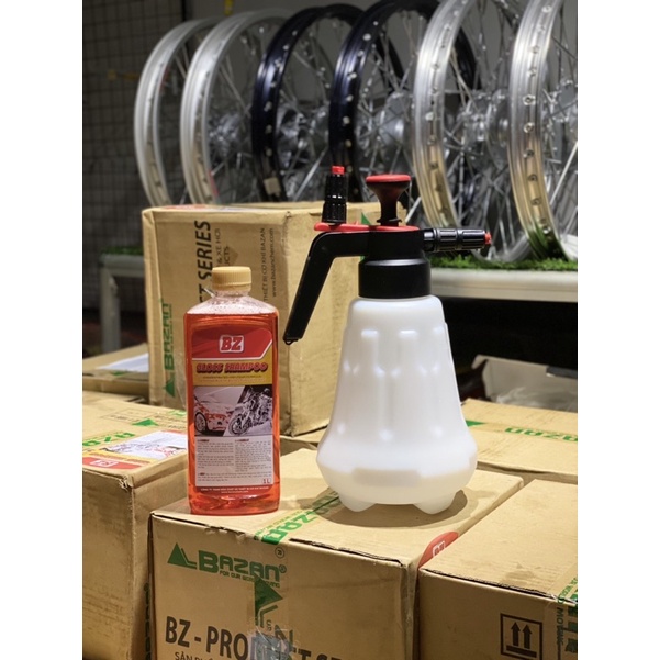 Combo bình tạo bọt tuyết 2lit rửa xe và Xà bông Bz 1Lit