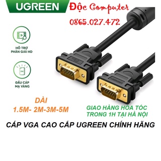 Cáp vga 1,5m 2m 3m 5m cho màn hình, máy chiếu máy tính ugreen 11630 11646 11631 11632 cao cấp -hàng chính hãng