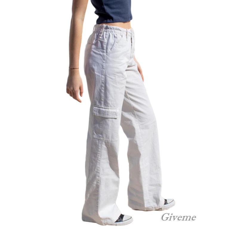Quần ống rộng Màu Trơn Có Túi Và Dây Kéo Thời Trang Đường Phố Cho Nữ