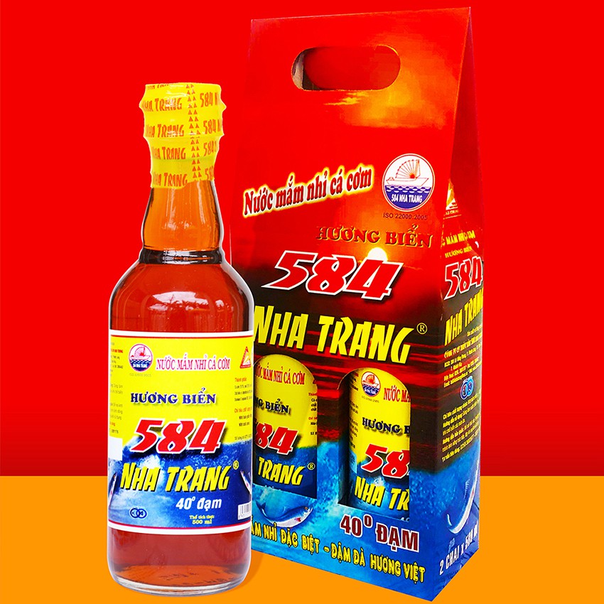 Thùng 6 chai 500ml Nước mắm Nhỉ Cá cơm 40 độ đạm- 584 Nha Trang - Chai PET -  Date luôn mới. FREE SHIP HCM