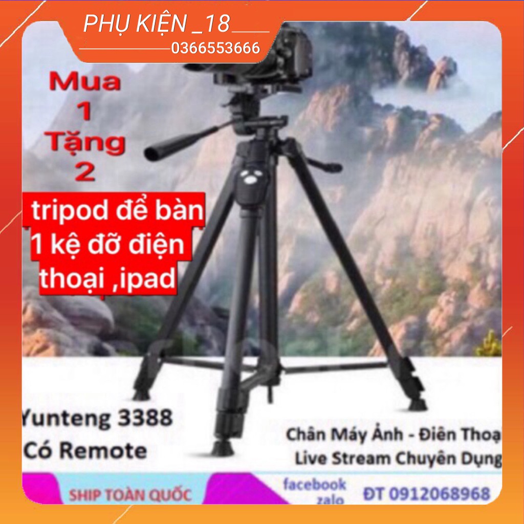 [ GẬY LOẠI XỊN Chân Máy Ảnh Tripod Yungteng 3388, Giá Đỡ Bluetooth Cao Cấp Chuyên Dùng ChO Điện Thoại Camera  Model 2020