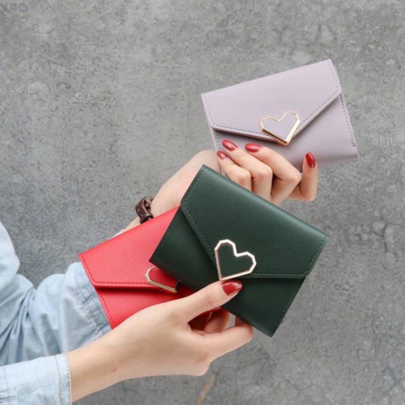Ví da nhỏ họa tiết trái tim xinh xắn cho nữ