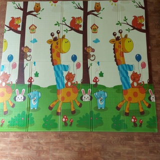 Thảm xốp gấp gọn XPE 2 mặt phủ Silicone Hàn Quốc chống thấm tuyệt đối, chống ngã, cho bé tập bò 1m8x2m