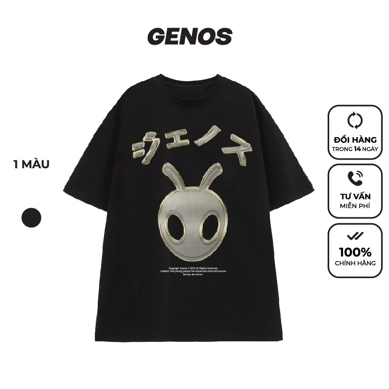 Áo thun tay lỡ GENOS phông Unisex nam nữ Cotton 4 chiều Oversize - JP Tee