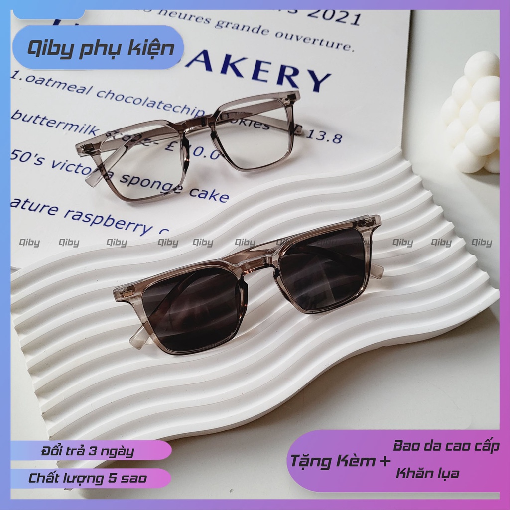 Kính Mát Gọng Kính G-01 Qiby Thời Trang Gọng Dẻo Bản Lề Kim Loại 2 Màu Tròng Dễ Đeo