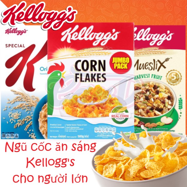 (9 loại) Ngũ cốc ăn sáng Kellogg's cho người lớn