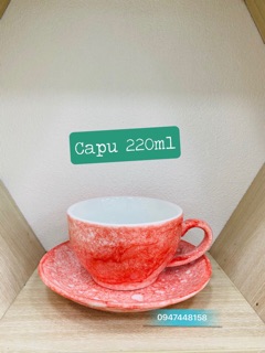 Bộ ly kèm đĩa capuchino men đá 220ml