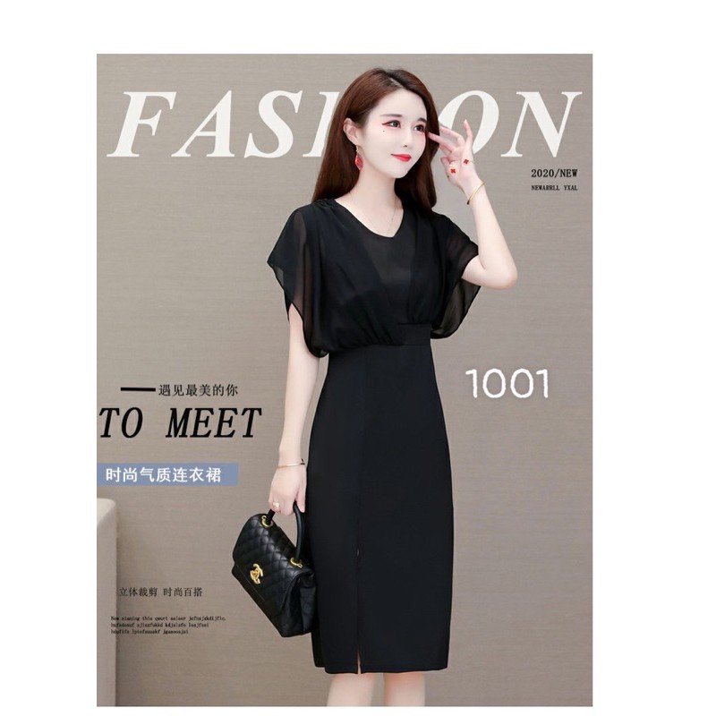 ĐẦM ÔM PHỐI BÈO EO CHIFFON CÁNH TIÊN 1001