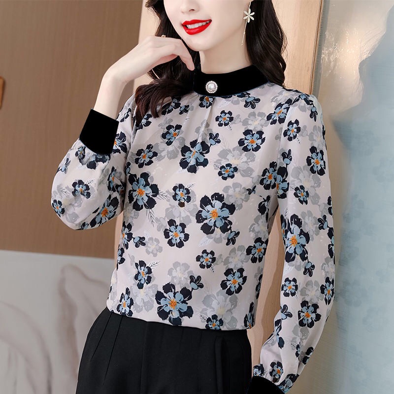 Áo thun tay dài cổ cao size lớn cho phụ nữ trung niên