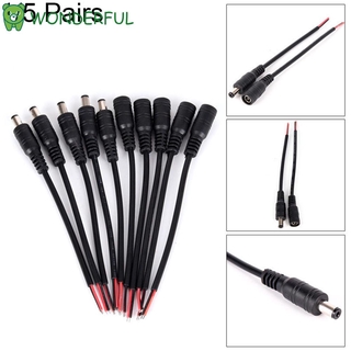 Tuyệt VỜI 1 / 5 cặp Tốt Nam + Nữ Trắng / Đen Jack Cắm DC Ổ Cắm Điện Đầu Nối Mới 12V 5.5x2.1mm Dây Cáp / Nhiều Màu