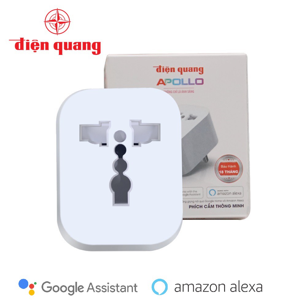 Ổ cắm WiFi Phích Cắm Thông Minh Điện Quang Apollo ĐQ SP1.1 01 WiFi Hỗ trợ Google Home, Alexa - Minh Tín Shop