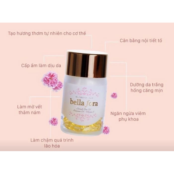 Viên uống thơm cơ thể tinh chất hoa hồng Bella Fora