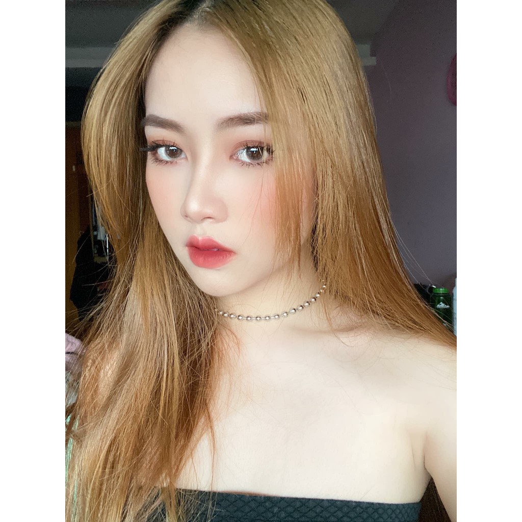 Lens nâu tây 707 GOLD ROSE, kính áp tròng Hàn Quốc chính hãng 14mm, màu nhũ ám hồng siêu tây
