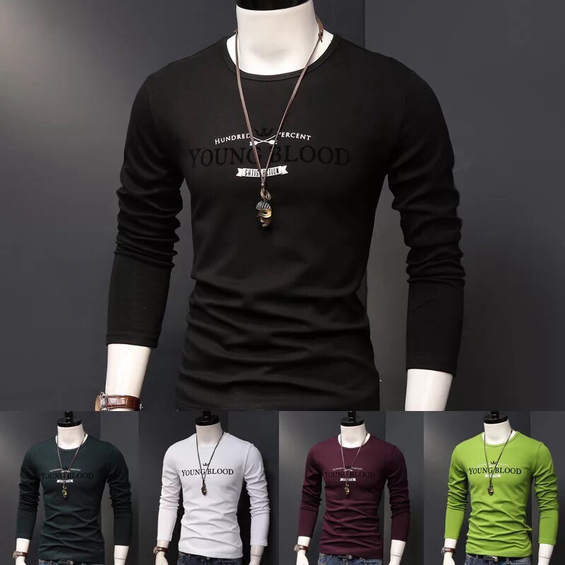 [HÀNG CHẤT]  Áo thun nam tay dài cổ tròn áo thun nam dài tay nhiều màu thu đông YOUNG BLOOD | BigBuy360 - bigbuy360.vn