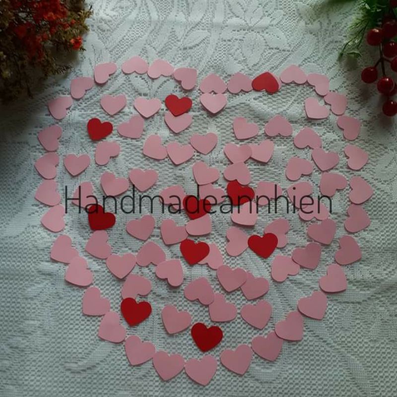 20-30 - 50 hình trái tim 2.5 x 2cm,3.5 ×3cm, 4.9x4.2cm bằng giấy màu - thủ công mầm non cho bé - hình trang trí thiệp 3D