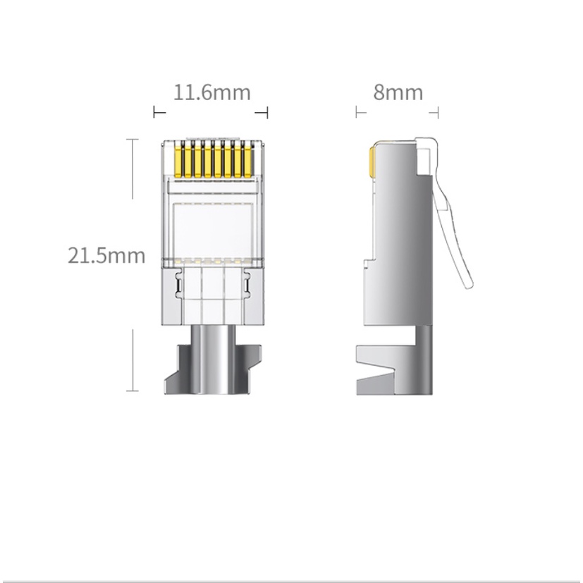 Hạt đầu bấm mạng bọc inox Cat6 cáp cao cấp UGREEN NW178