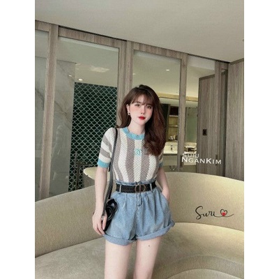 Áo cộc Quảng châu phối kẻ thêu X