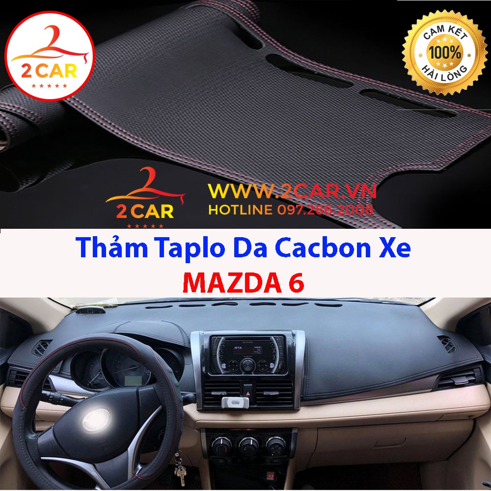 Thảm taplo da carbon MAZDA 6 2013-2022, chống nóng tốt, chống trơn trượt, vừa khít theo xe