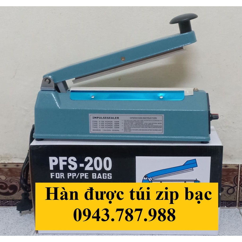 máy hàn miệng túi PFS 200 VỎ SẮT TĨNH ĐIỆN giá rẻ - tặng kèm bộ dây tải nhiệt