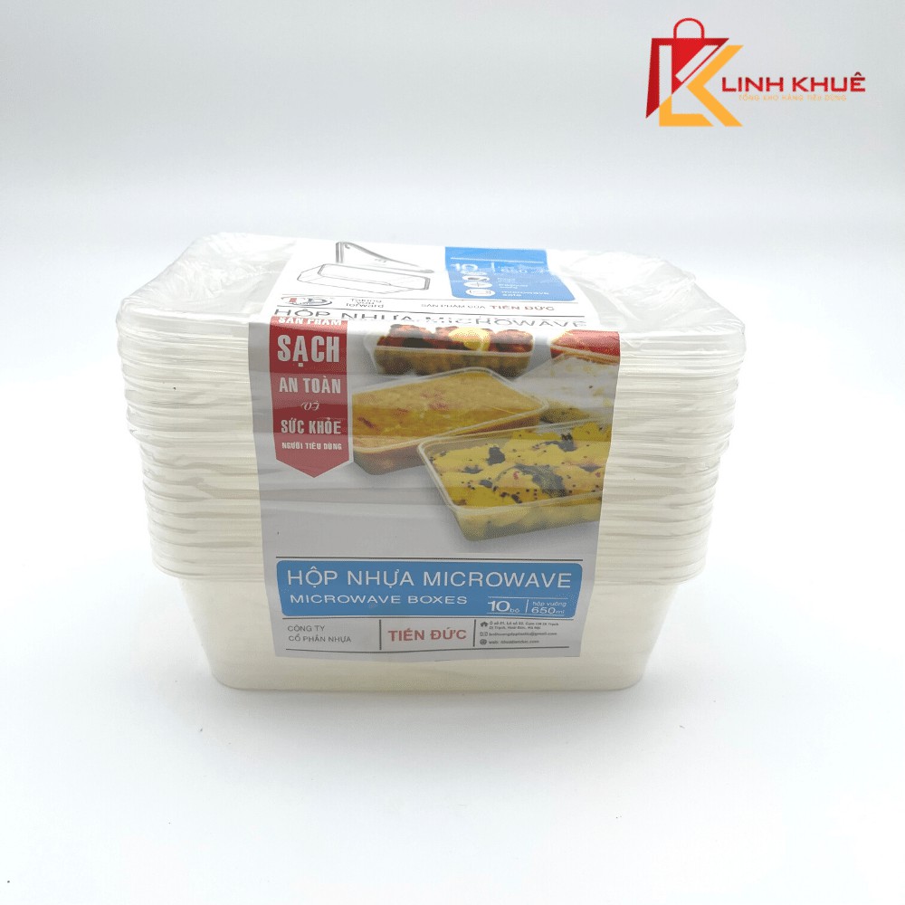 Hộp nhựa chữ nhật 650ml kèm nắp - Hộp Microwave - Sp53 - Hộp đựng thức ăn