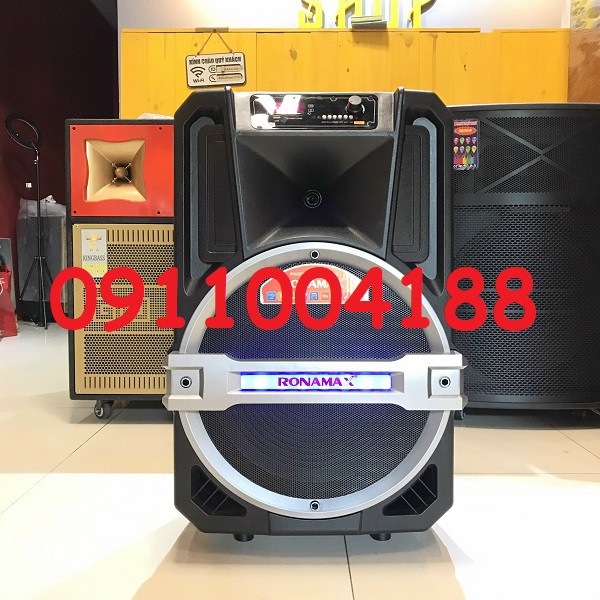 Loa kéo karaoke di động Ronamax T15 ( ĐỜI MỚI ) , loa kéo Bluetooth bass 4 tấc hát karaoke ngoài trời + Kèm 2 Micro