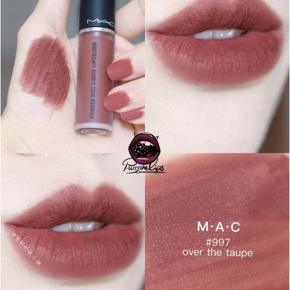 Son MAC kem 997 Over The Taupe Màu Nâu Tây,  son MAC Powder Kiss Liquid Lipcolour chính hãng date mới