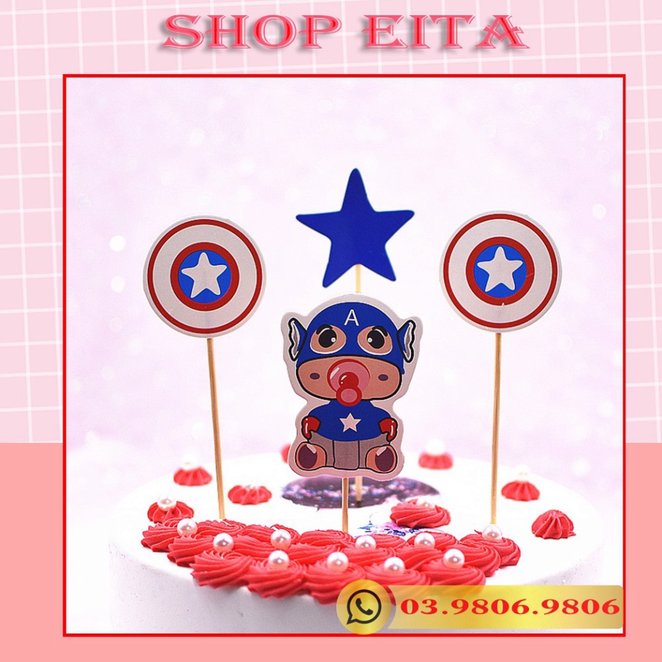 Set cắm hoạt hình trang trí bánh kem, trang trí bánh sinh nhật