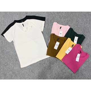 Áo thun nữ cổ tim H&M form basic vnxk