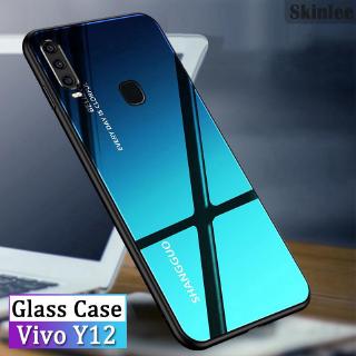 Ốp điện thoại kính cường lực màu gradient cá tính cho Vivo Y17 Y15 Y12