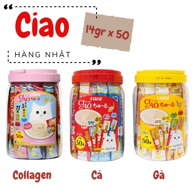 CIAO CHURU SÚP THƯỞNG CHO MÈO THÁI LAN HỘP 50 THANH 15g mix vị