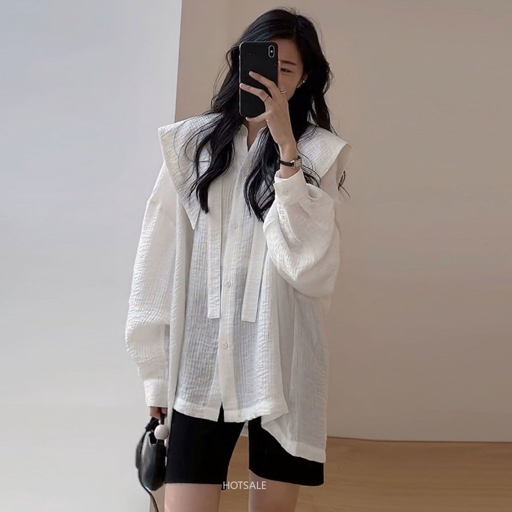 Áo Sơ Mi Tay Dài Dáng Rộng Phong Cách Thời Trang Hàn Quốc 2022