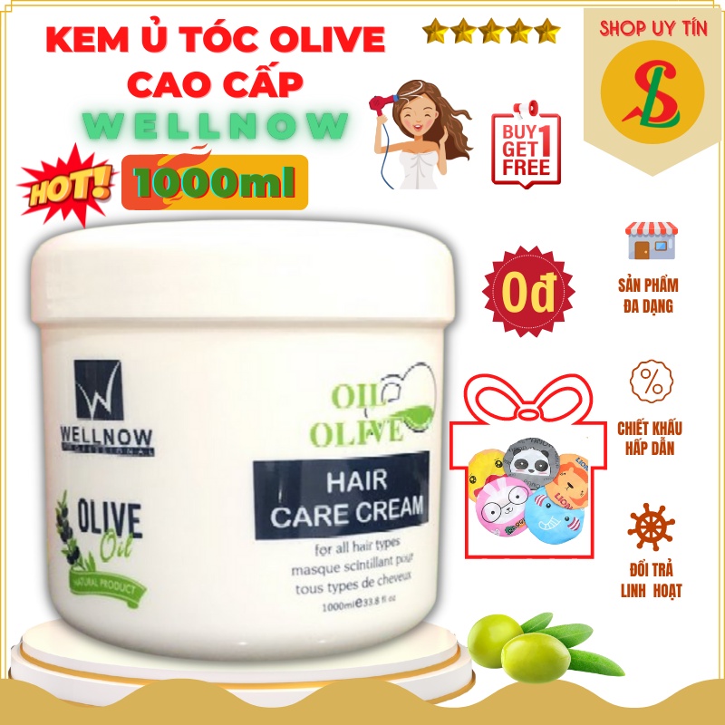 Kem ủ tóc Olive WeelNow 1000ml, giúp tóc mềm mượt, phục hồi và nuôi dưỡng tóc chuyên sâu dùng cho tóc uốn duỗi nhuộm