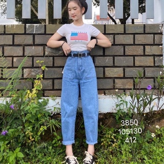 🔅quần baggy jeans lưng cao 2 nút túi đắp