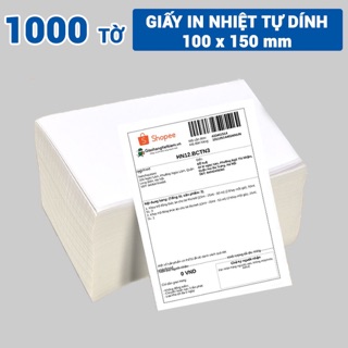 1000 tờ giấy in tự dán máy in TMĐT Size 100x150mm khổ A6 in đơn hàng, in bill hóa đơn