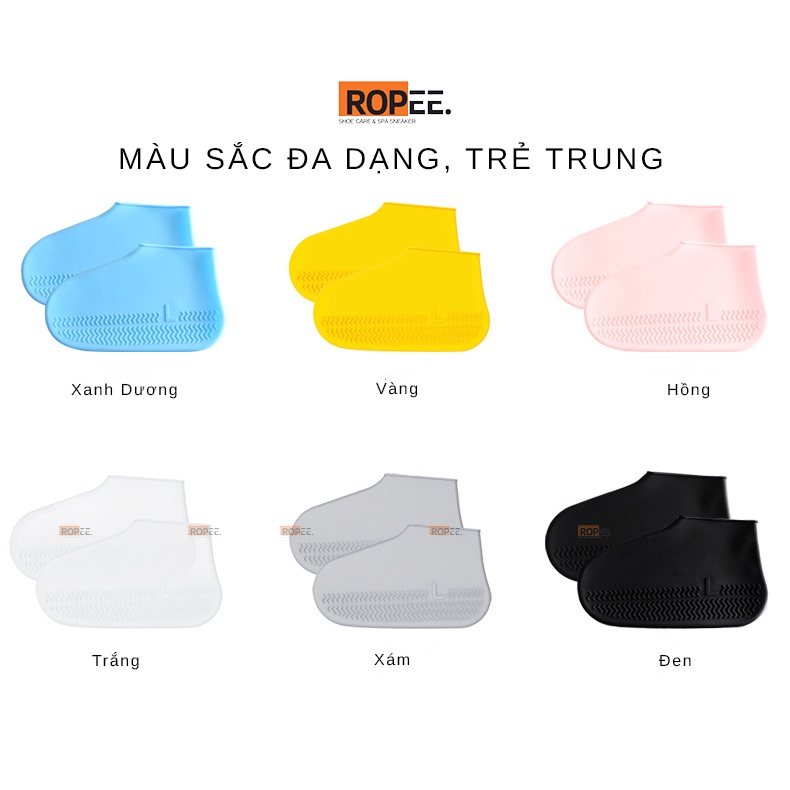 Bọc giày đi mưa silicon, bao trùm giày ủng đi mưa co dãn chống thấm nước, chống trơn trượt, bền bỉ