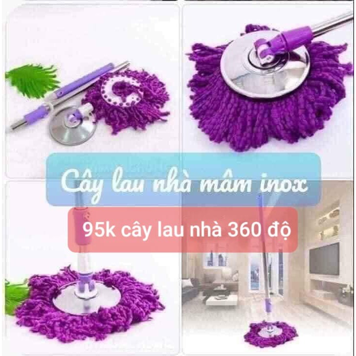 Cây lau nhà 360 độ bàn xoay inox cây lau to.