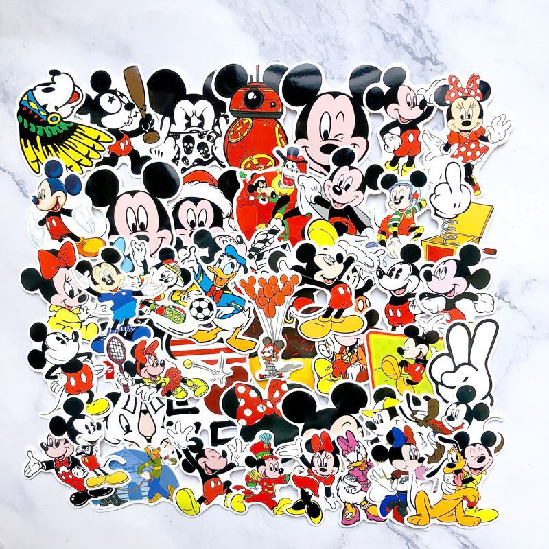 Bộ 50 Hình Dán Chuột Mickey Minnie Chống Thấm Nước Trang Trí Điện Thoại