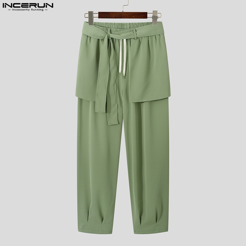 Quần ống rộng Incerun màu trơn phối dây rút sành điệu cho nam