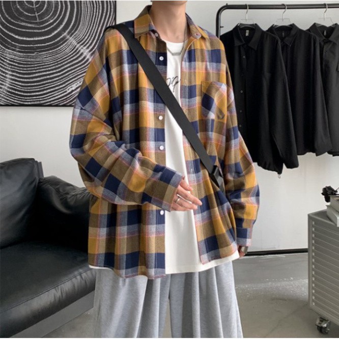 Áo Sơ Mi Caro Oversize Chất Đẹp Siêu Hot🍁 Sơ mi Caro Unisex nam nữ đều mặc được