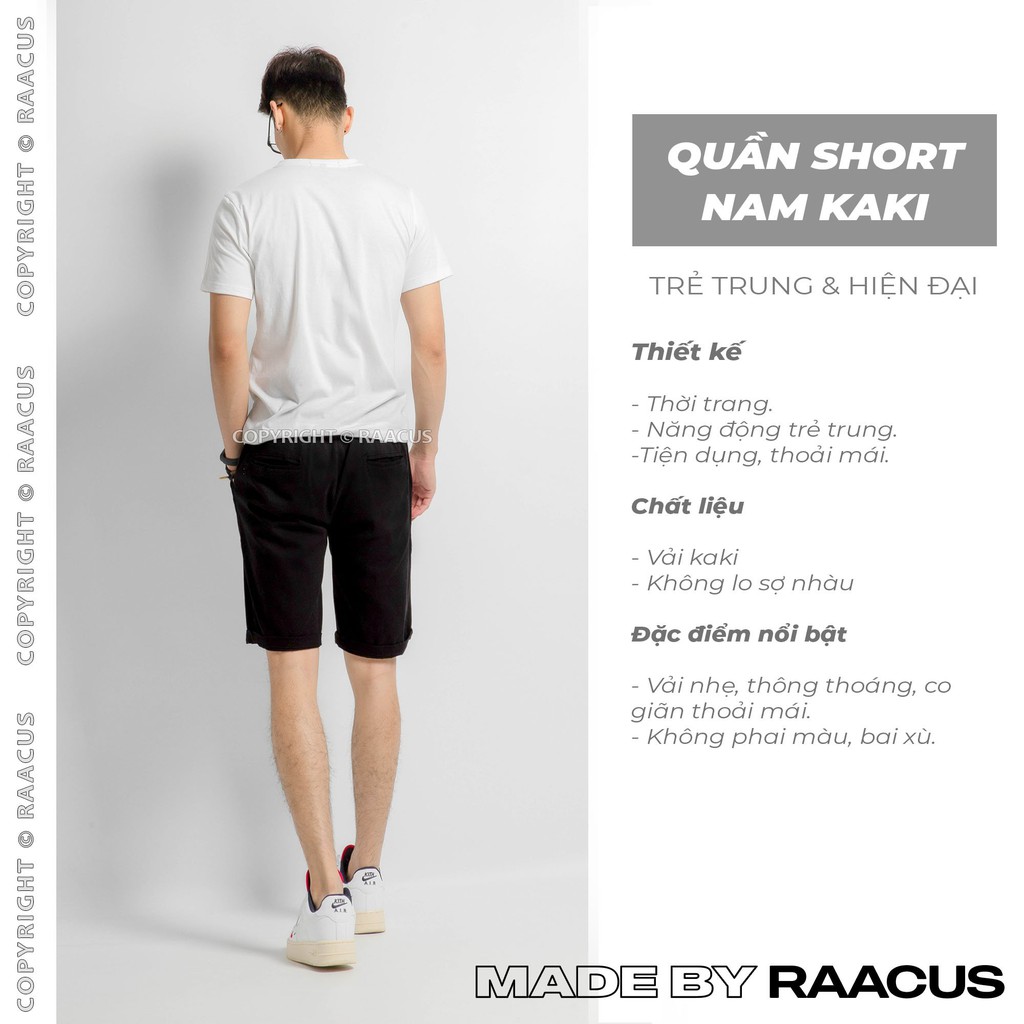 Quần short nam kaki RAACUSSTORE, quần đùi nam unisex ống rộng mềm mịn phong cách trẻ trung- Q061